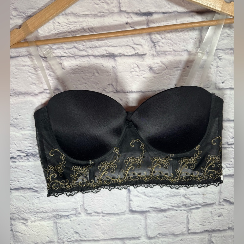 Aerie black lace‎ padded bra size 36D